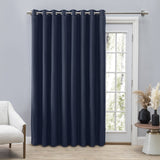 Grasscloth Lined Grommet Panel Navy - Navy